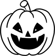 freehand drawing of halloween pumpkin flat design.