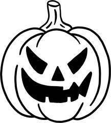 freehand drawing of halloween pumpkin flat design.