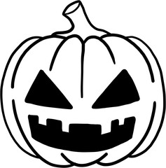 freehand drawing of halloween pumpkin flat design.