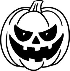 freehand drawing of halloween pumpkin flat design.