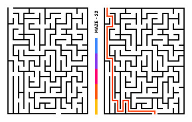 Abstract Maze Puzzle Labyrinth With Entry And Exit. Maze For Activity Book. Problem-Solving Puzzles Games For Workbook. Vector illustration - EPS 10