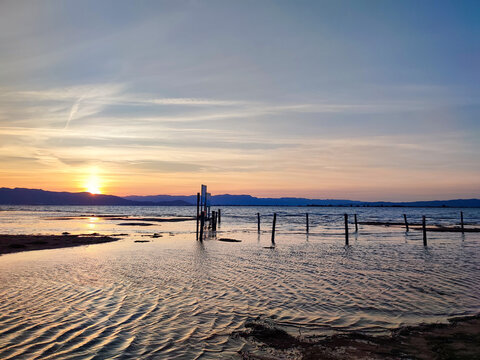 sunset on the beach Delte Ebro