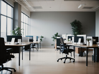 Modern business office interior room. working space with defocused effect. background or backdrop in business concept