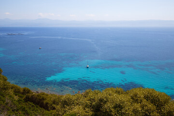 Fototapeta na wymiar Holidays in southern Corsica. Discovery of the Sanguinaires Islands, next to the city of Ajaccio