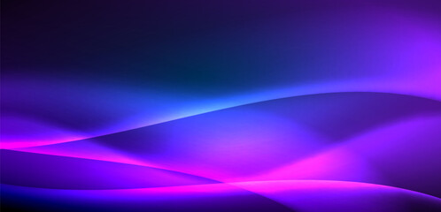 Dynamic waves in ethereal glow of neon lights. Concept merges fluidity of motion with vibrant allure of neon, crafting entrancing backdrop that embodies both vitality and futuristic sophistication