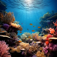 Fototapeta na wymiar Dive into the Depths: A Breathtaking Coral Reef Under Clear Waters