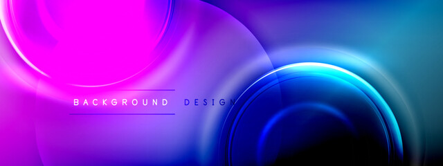 Circles lines and bubbles on bright glowing effect gradient with light and shadow effects. Dynamic interplay of light, shadow and depth. Futuristic and rhythmic technology design
