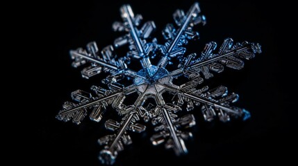 A close-up of a snowflake AI generative