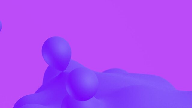 3D Animation - Abstract background of looping animated fluid purple shapes on a pink background 