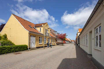 Happy walk through Varde city's old town on a great summer's day. West Jutland, Region Southern Denmark.