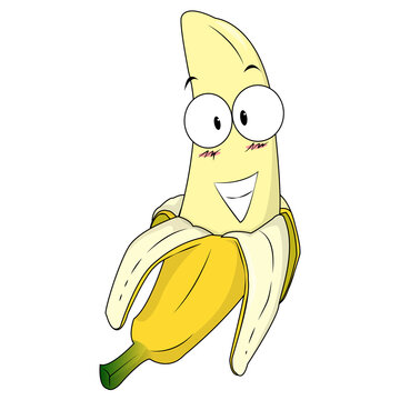 Happy yellow banana cartoon charater