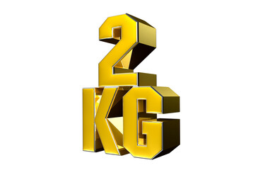 Number 2 Kg gold 3D illustration. Advertising signs. Product design. Product sales.