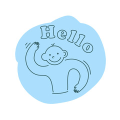 Happy man is waving. Funny character design. Vector illustration in trendy linear cartoon style