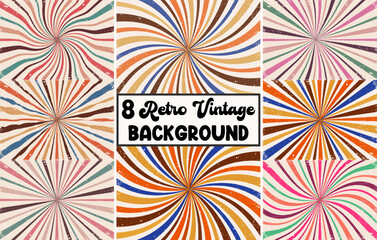 Retro vintage sunburst background bundle, Colorful Sunburst Textured Grunge Background vector