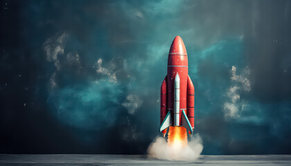 Back to school with rocket- banner with copyspace background.