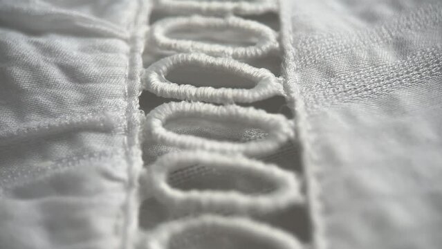 Knitting Pattern On White Fabric, Slider Shot