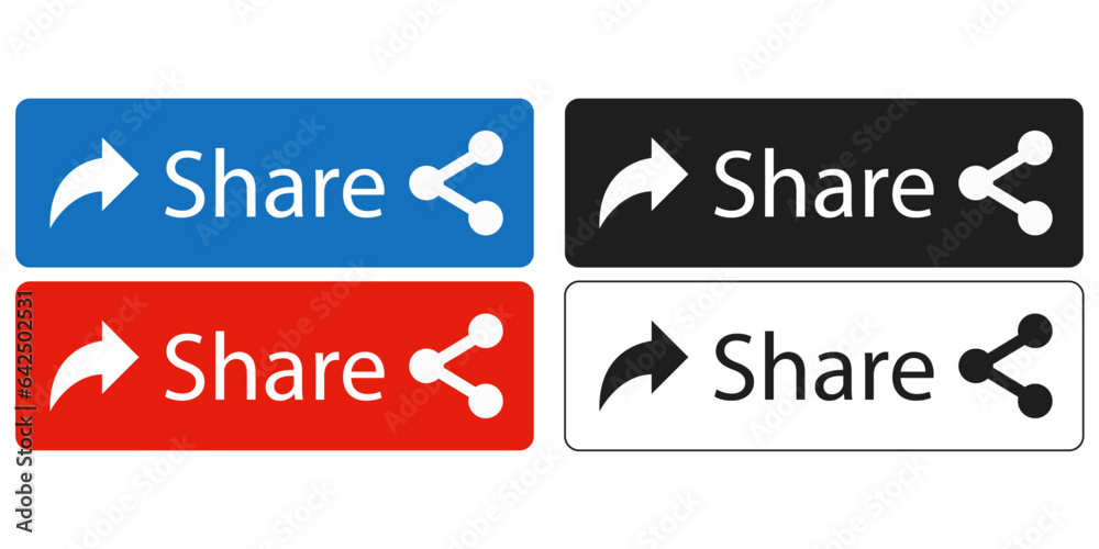 Fototapete share. icons of different colors for the web. share icons with an arrow and a picture.