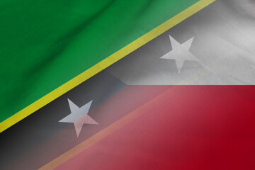 Saint Kitts and Nevis and Czech Republic state flag transborder negotiation CZE KNA - obrazy, fototapety, plakaty