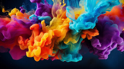 Obraz premium Liquid Artistry: Colorful Paint Cloud and Ink Splash Blend