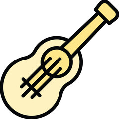 Naklejka premium String ukulele icon outline vector. Music guitar. Art style color flat