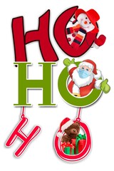 "HO HO HO " Merry Christmas illustration background, Santa Claus celebration.
