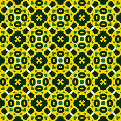 Seamless pattern with mandalas in green and yellow colors, Seamless pattern made of abstract elements