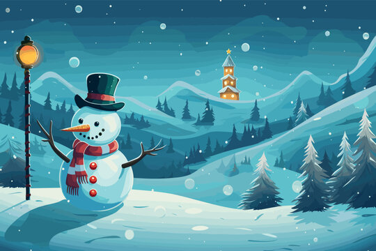 Christmas North pole snowman, vector illustration, generative ai