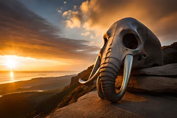 Elephant skull: Majestic relic of Earth's giants. - obrazy, fototapety, plakaty