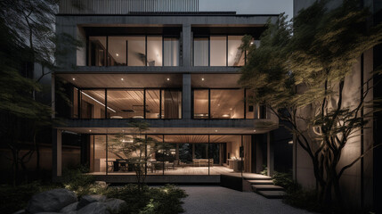Obraz premium Architectural Marvel: Tokyo's Eco-Friendly Family Residence