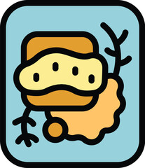 Bakery meal icon outline vector. Fried egg. Food tart color flat