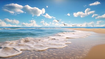 Fototapeta premium Sunny summer beach with palms