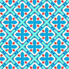 Ethnic folk ceramic tile in talavera style floral ornament. Italian pattern, traditional Portuguese and Spain decor. Mediterranean porcelain pottery.