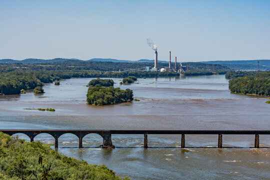 View of Brunner Island Steam Electric Station from Schulls Rock Overlook, Pennsylvania USA