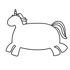 unicorn cute doodle outline kawaii simple thick lines kids or children cartoon coloring book pages.