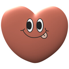 3d retro Groovy lovely heart sticker. Love concept. Happy Valentines day. red color.