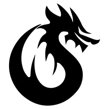 black and white drawing of a dragon. logo for anything