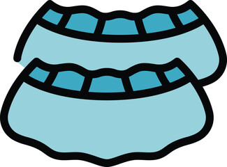 Waste cover shoe icon outline vector. Safety mask. Gloves safety color flat