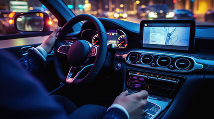  Interior view of a modern vehicle.