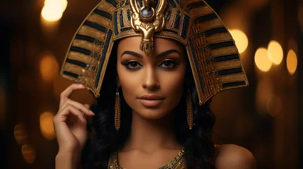 Fotobehang An Egyptian queen with a golden head ornament.  © Bhagi's DesignStudio