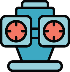 Check eye icon outline vector. Vision optician. Care lens color flat