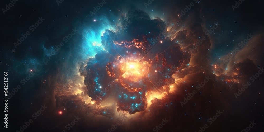 Wall mural colorful space galaxy cloud nebula. stary night cosmos. universe science astronomy. big bang explosi