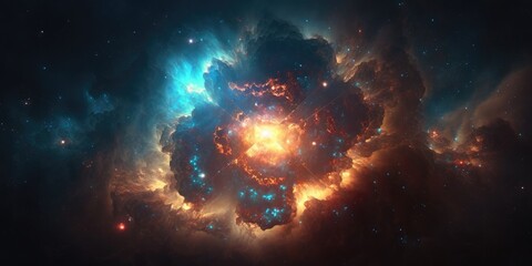 Colorful space galaxy cloud nebula. Stary night cosmos. Universe science astronomy. Big bang explosion. Supernova background wallpaper	