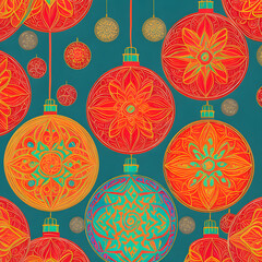 "Dive into the harmonious world of 'Abstract Ornamental Symphony,' where intricate patterns and vibrant colors come together in an artistic holiday composition."