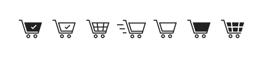 Shopping cart icon set. Shop basket symbol. Vector EPS 10