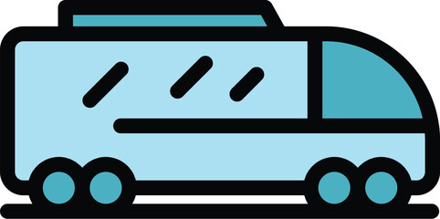 Truck bus delivery icon outline vector. Van service. Export traffic color flat