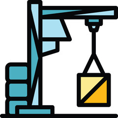 Cargo port crane icon outline vector. Traffic service. Maritime container color flat