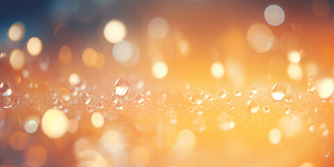 Abstract raindrops with sunlight from above beautiful water background with copy space for product