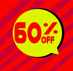 40 off for big sales. yellow balloon with black shadow on red background and red light.
