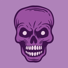 purple Skull hand drawn illustrations for stickers, logo, tattoo etc