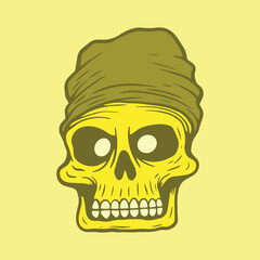 yellow Skull hand drawn illustrations for stickers, logo, tattoo etc
